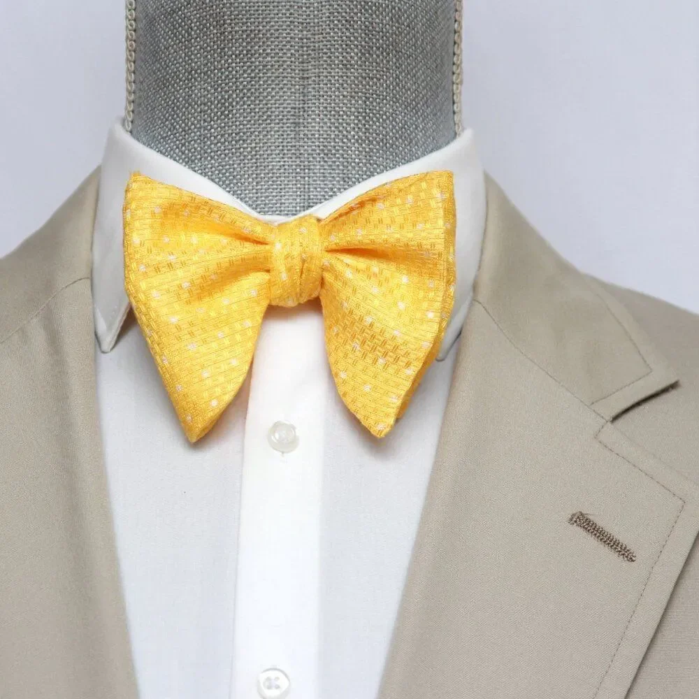 Men's Self‎ tied Bow Tie Big Butterfly Bow tie S698 Light Yellow
